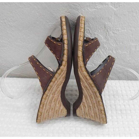 Indigo by Clarks Brown Leather Wedge Espadrille Jute Heel Women's Size 7 - Picture 8 of 11